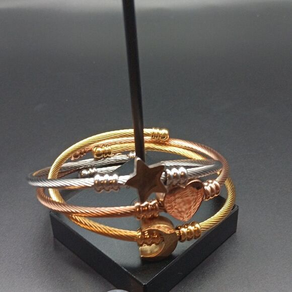 New Surpass Tri Color Bangles Moon, Star, Heart. - Picture 1 of 4